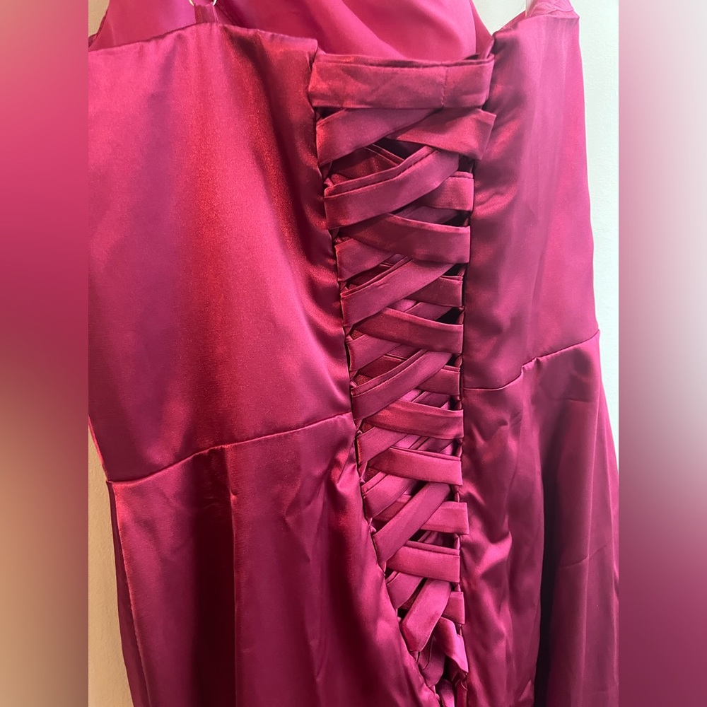 Satin One Shoulder Dress Long with Slit Ruched Mermaid Formal Evening Event Gown - Picture 8 of 10